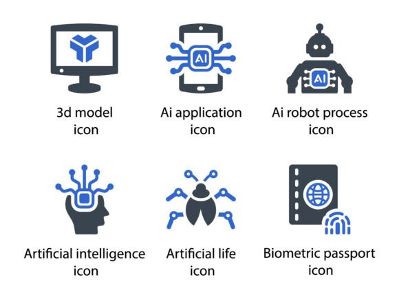 Artificial Intelligence Icon Set 1: Modern Graphics & Icons