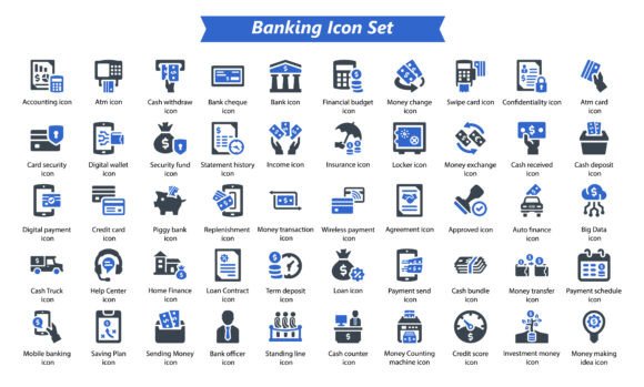 Banking Icon Set: Premium Graphics & Icons