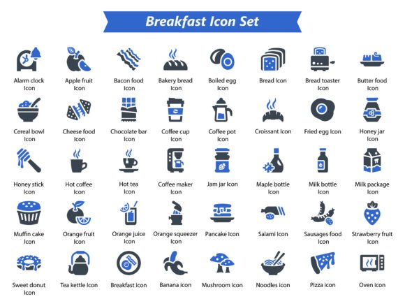 Breakfast Icon Set: Graphics & Icons for Handmade Creators