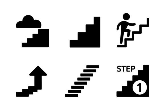 Career Ladder Growth Icon Set EPS: Graphics & Icons