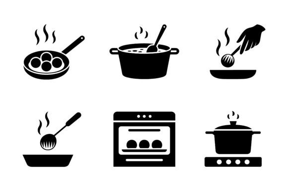 Cooking Methods Recipe Icon Set EPS: Graphics & Icons
