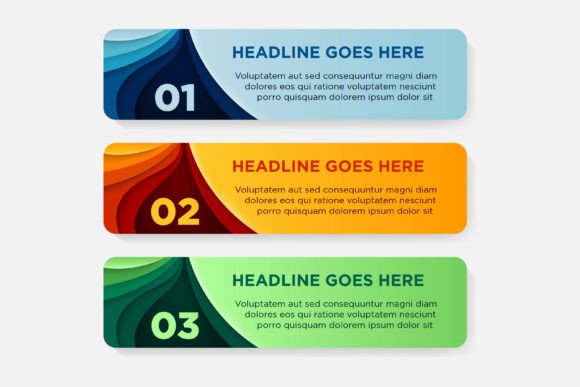 Horizontal Infographic Papercut