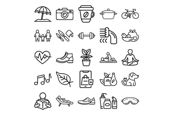 Lifestyle Outline Vector Icon Set Heal: Graphics & Illustrations
