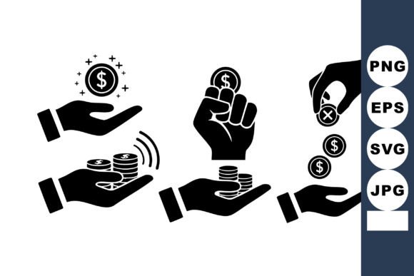 Minimalist Money Hands Icons: Graphics for Crafts & Branding