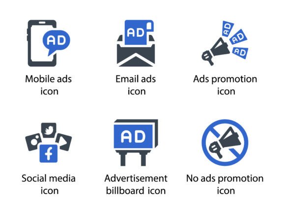 Mobile Ads, Email Ads, Promotion, Social Icons