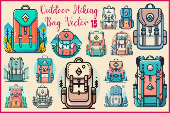Outdoor Hiking Bag Vector Set: Graphics for Crafts & Branding