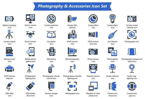 Photography Accessories Icon Set: Graphics & Icons