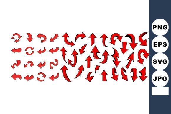 Red Arrow Vector Icons Set with Various: Graphics & Illustrations