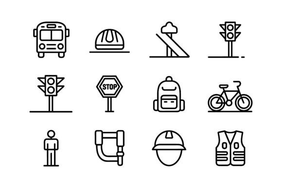 Road Safety Traffic Icon Set EPS: Graphics & Icons