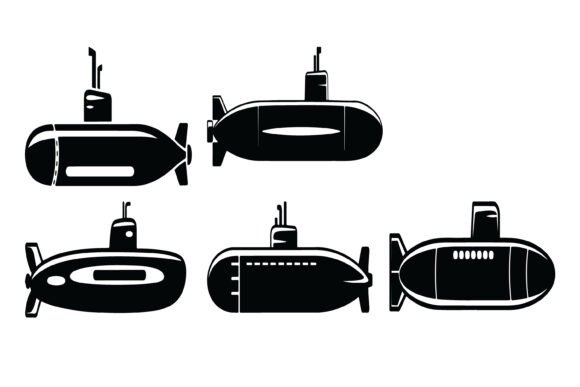 Submarine Vector Silhouette Set: Graphics for Crafts & Creative Brands