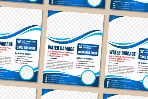 Water Damage Vertical Flyer: Graphics & Print Templates