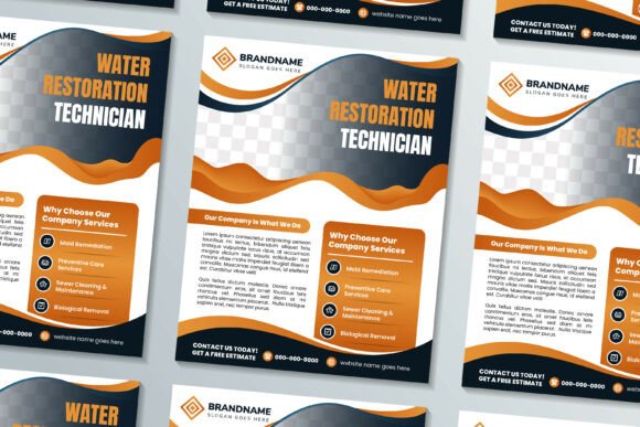 Water Restoration Vertical Flyer: Graphics & Print Templates