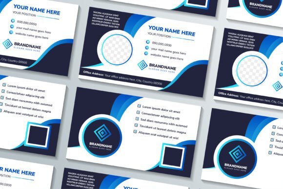Wave Blue Gradient Business Card: Graphics & Print Templates