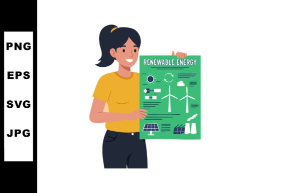 Woman Holding Renewable Energy Infograph Graphics