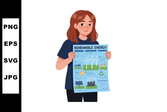 Young Woman Presenting Renewable Energy Graphics